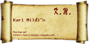 Kari Milán névjegykártya